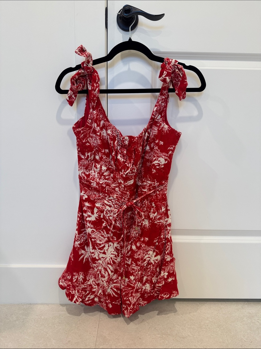 Red Women’s Printed Palm Tree Romper